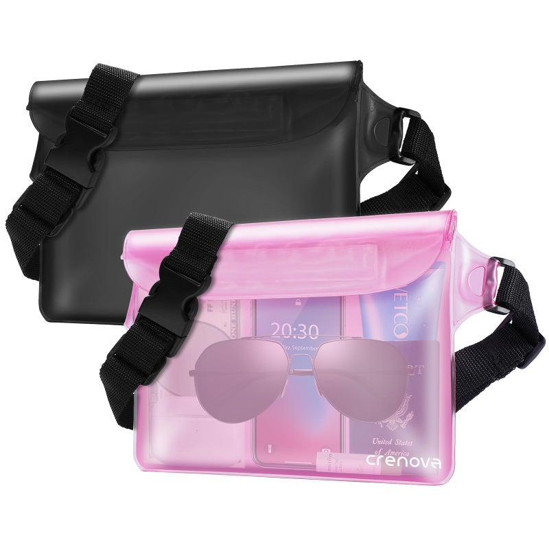 Crenova Waterproof Fanny Pack for Women, Waterproof Pouch for Phone Passport Purse, Beach Accessories Dry Bag, Floating Water proof Bags for Cruise Ship Travel Water Park Boating Fishing Diving Kayaking Pool - Image 1